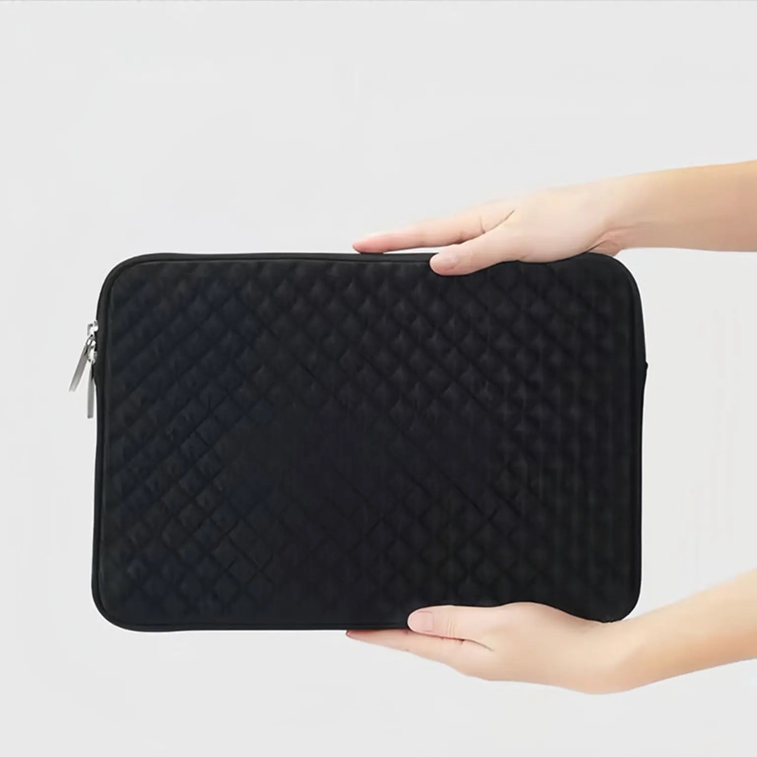 Diamond Neoprene Padded Fluffy Zipper Laptop Sleeve Bag
