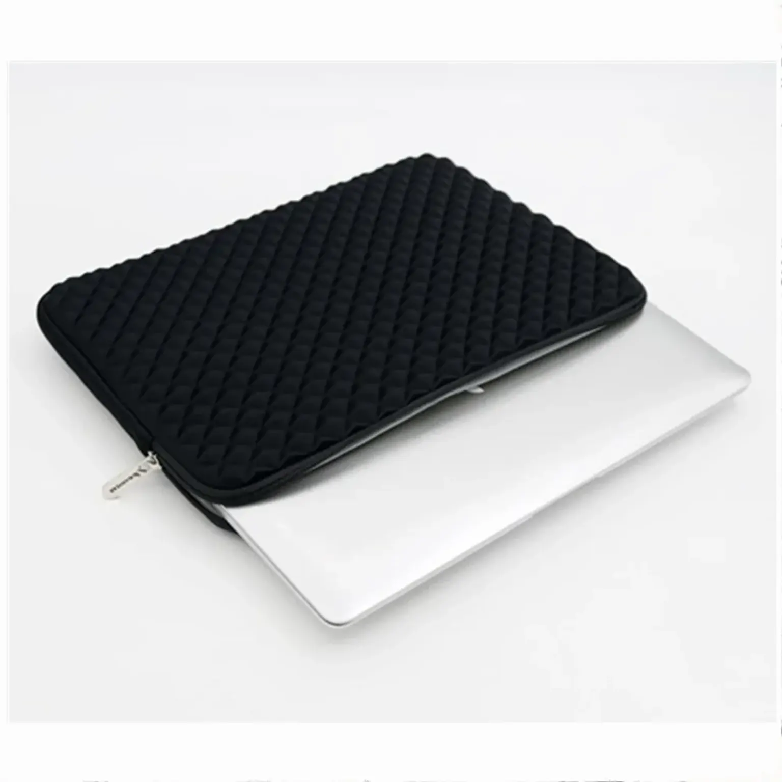 Diamond Neoprene Padded Fluffy Zipper Laptop Sleeve Bag