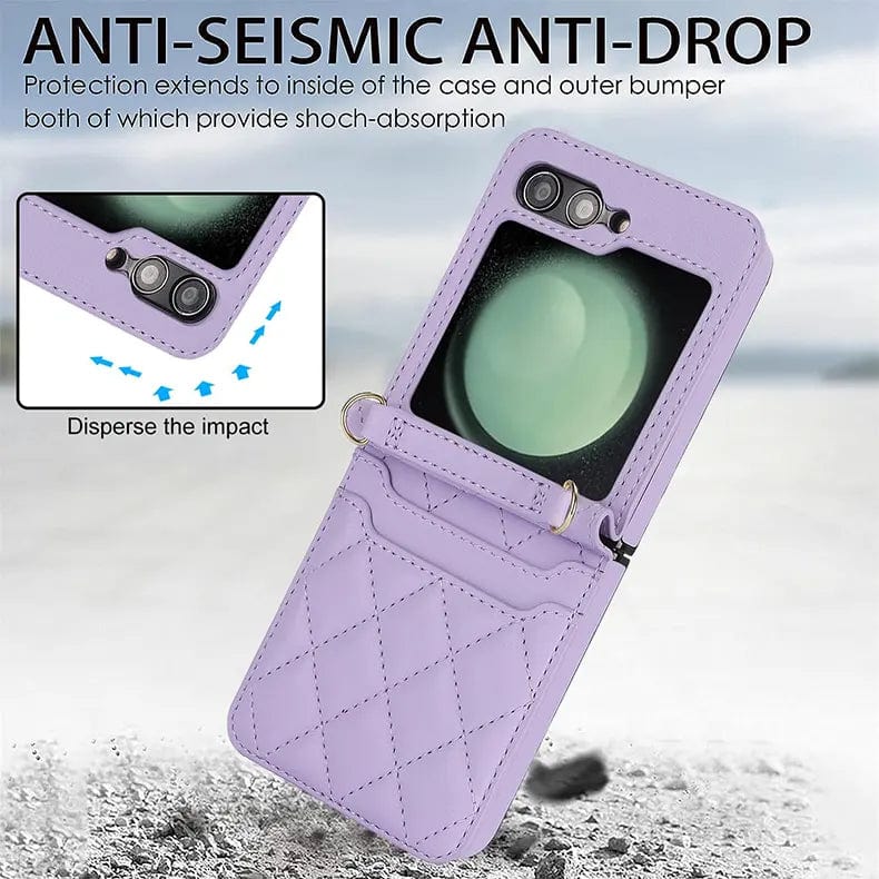 ktusu Generic Cases & Covers Diamond Style PU Leather Hinge Protection Case for Samsung Z Flip6