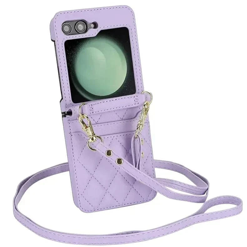 ktusu Generic Cases & Covers Diamond Style PU Leather Hinge Protection Case for Samsung Z Flip6 Lavender