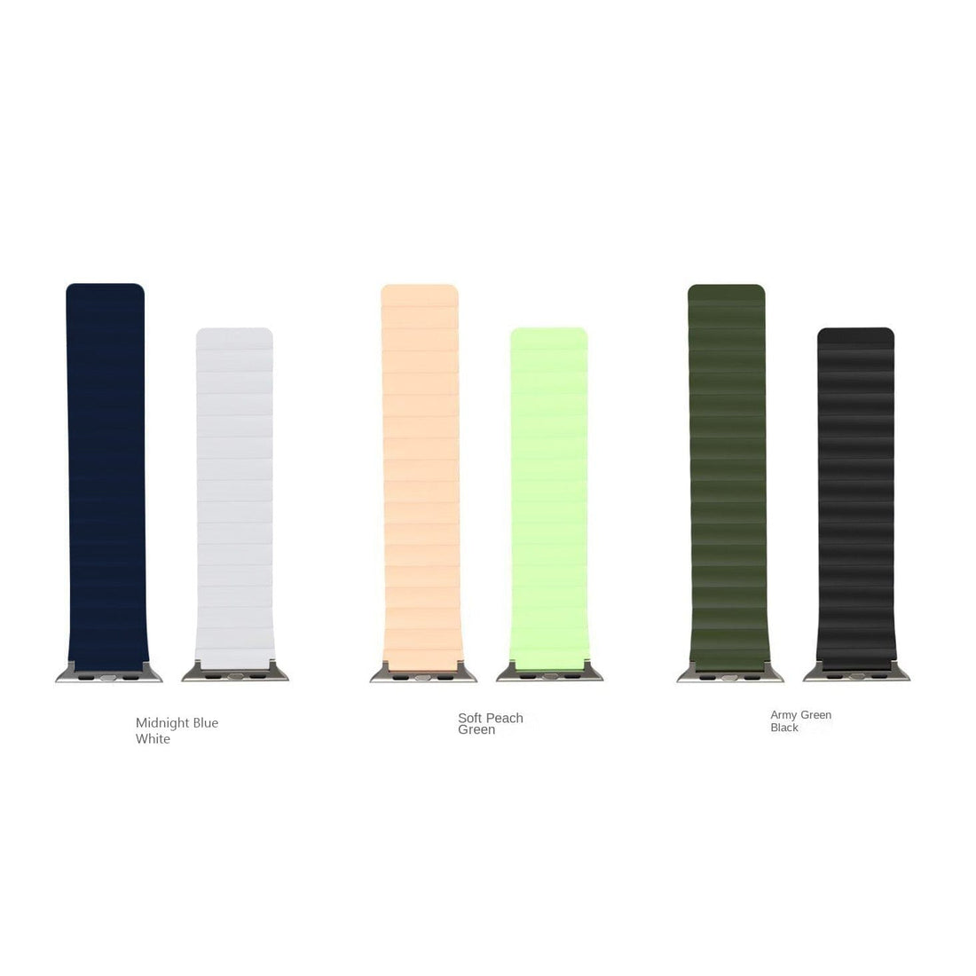 Soft Peach Green Double Sided Wearable Silicone Magnetic Loop Bands for Appe Watch 38 | 40 | 41 | 42mm S10 Watch Bands