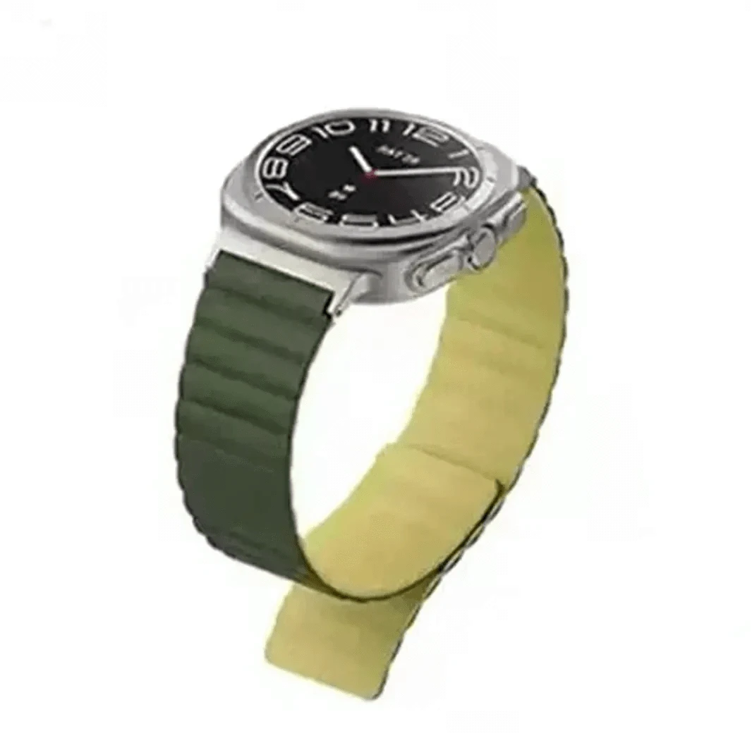 ktusu Generic Watch Bands Dual Color Magnetic Silicone Loop for Samsung Watch Ultra 47mm Midnight Green Yellow