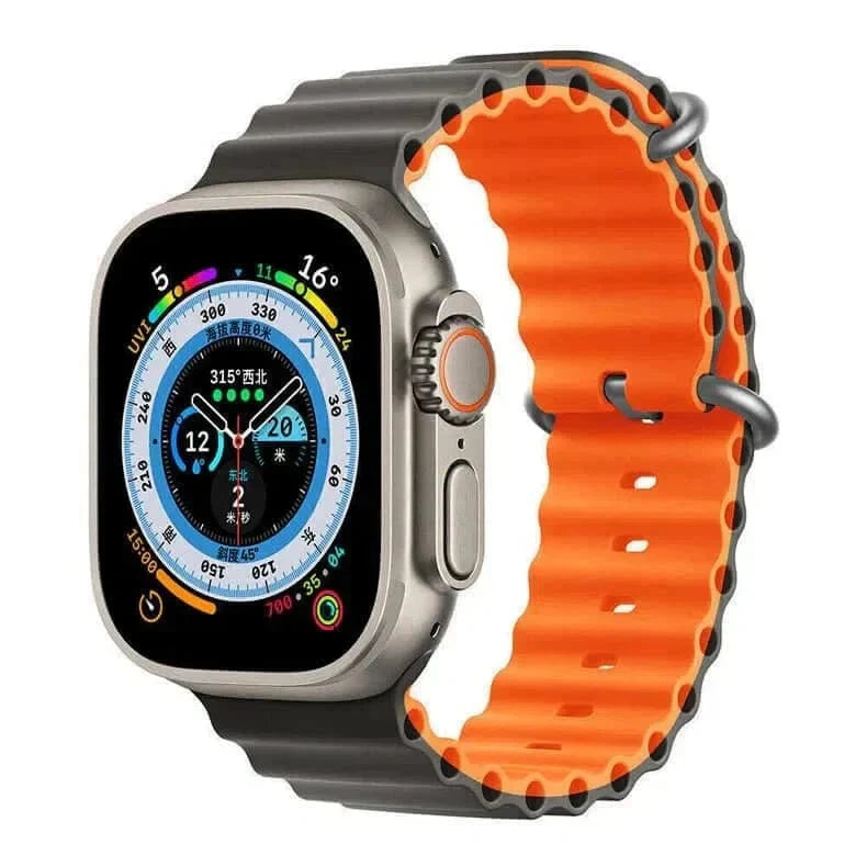 Orange Khaki Dual Color Ocean Silicone Band for Apple Watch 38 | 40 | 41 | 42mm S10 Watch Bands
