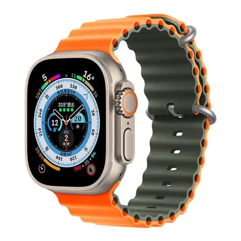 Orange Khaki Dual Color Ocean Silicone Band for Apple Watch 38 | 40 | 41 | 42mm S10 Watch Bands