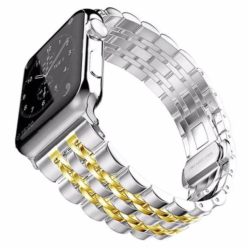 Straps & Bands for 42mm | 44mm | 45mm | Ultra 49mm / Silver Gold Apple Watch Stainless Steel Metal Link Bracelet Chain Strap