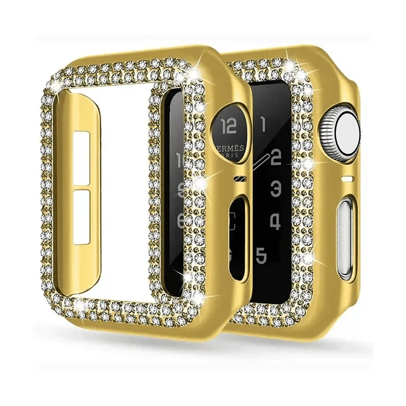 Cases & Covers Dual Rhinestone Frame 360 Degree Hard Body Bumper for Apple Watch 44mm