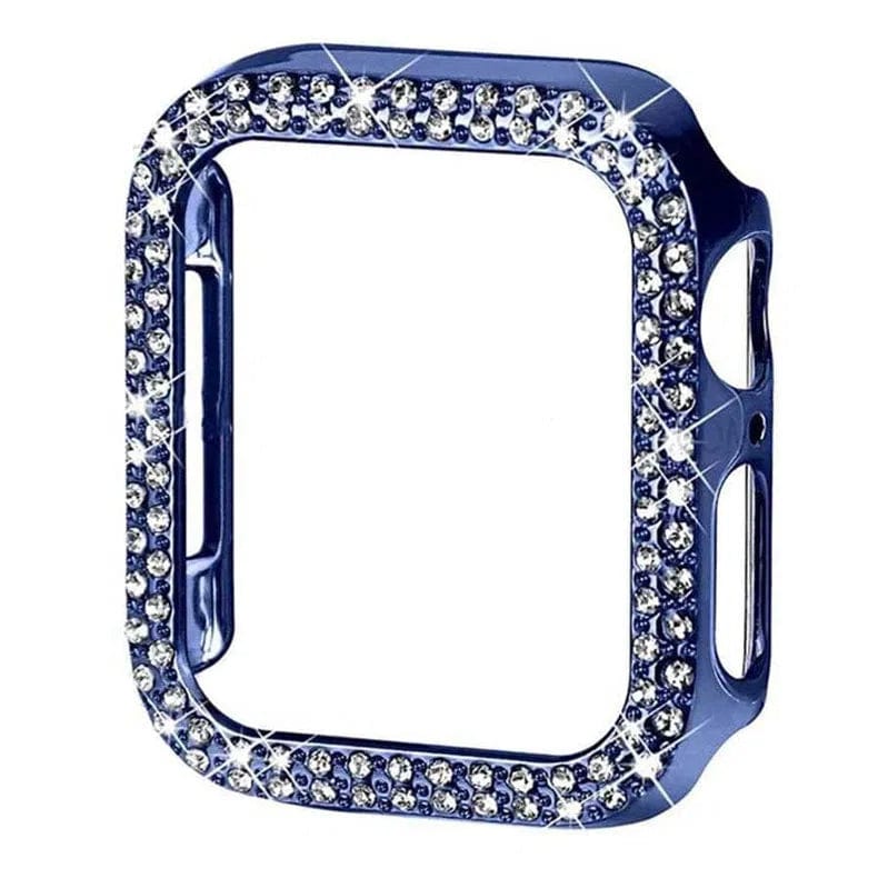 Cases & Covers for 45mm / Blue Dual Rhinestone Frame Hard Slim 360 Degree Body Bumper for Apple Watch
