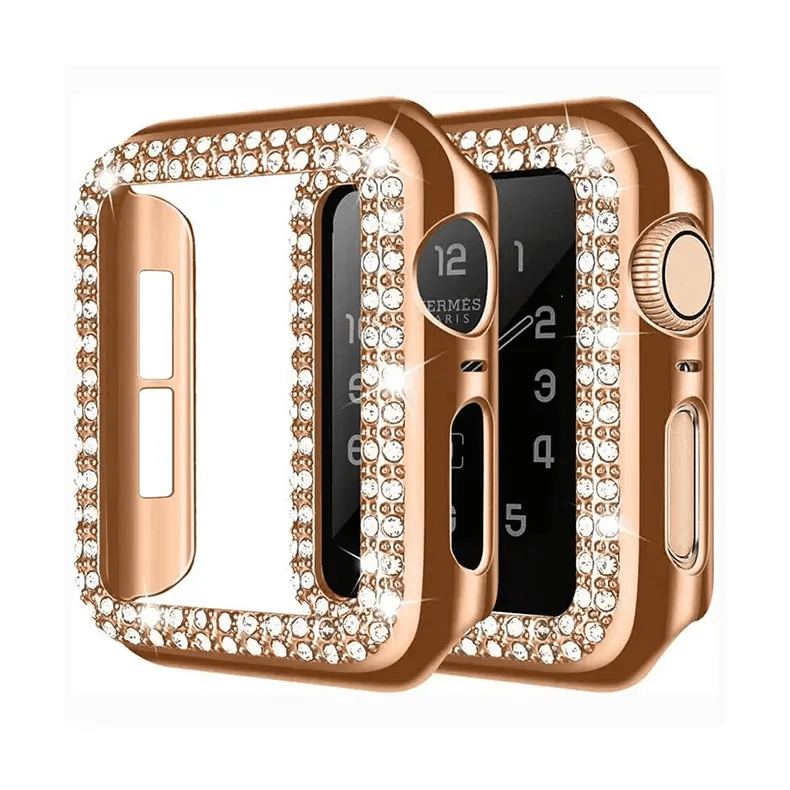 Cases & Covers for 45mm / Bronze Gold Dual Rhinestone Frame Hard Slim 360 Degree Body Bumper for Apple Watch