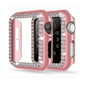 Cases & Covers for 45mm / Rose Gold Dual Rhinestone Frame Hard Slim 360 Degree Body Bumper for Apple Watch