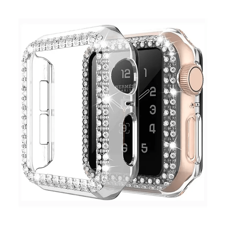Cases & Covers for 45mm / Transparent Dual Rhinestone Frame Hard Slim 360 Degree Body Bumper for Apple Watch