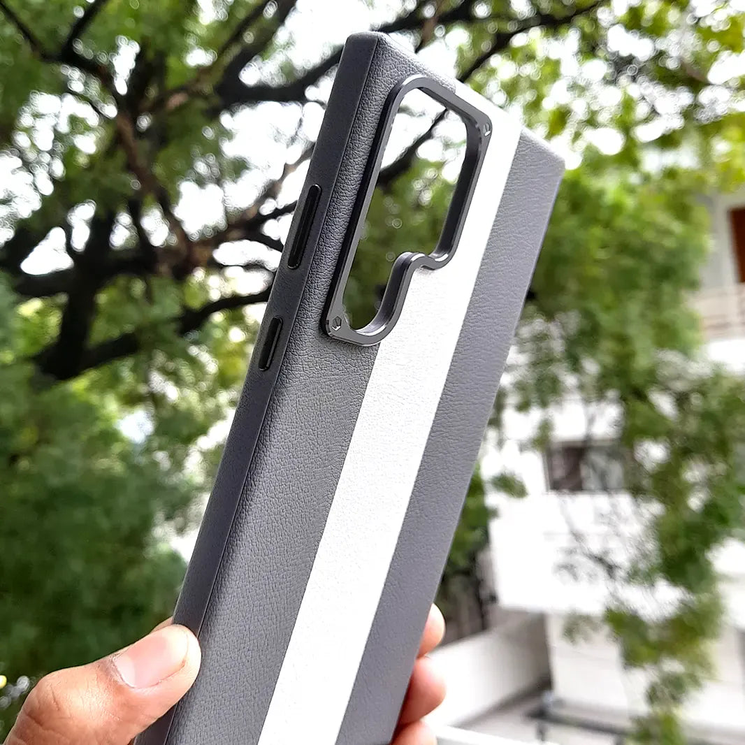 ktusu Generic Cases & Covers Dual Shade Leather Metal Button Magsafe Case for Samsung S25 Ultra