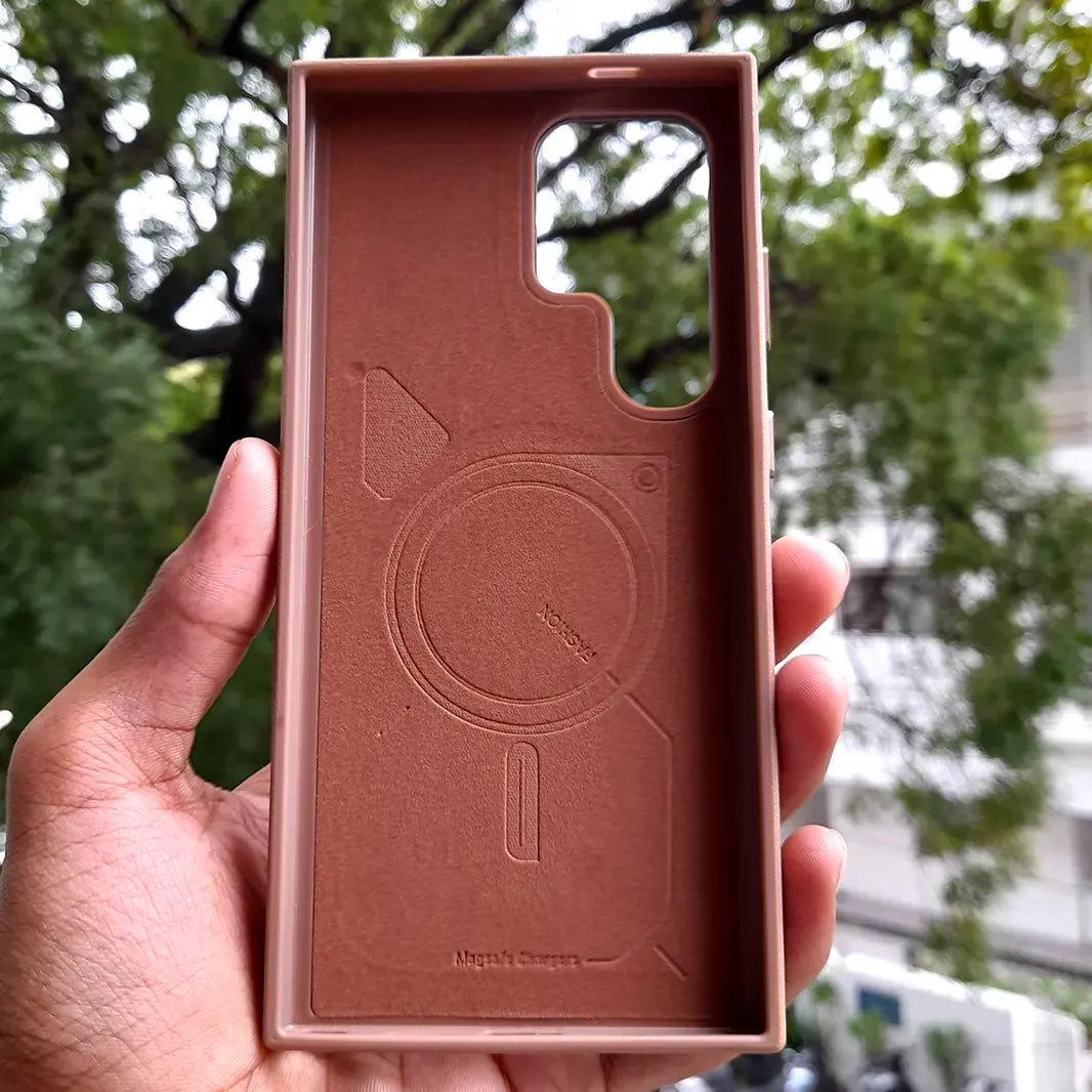 ktusu Generic Cases & Covers Dual Shade Leather Metal Button Magsafe Case for Samsung S25 Ultra