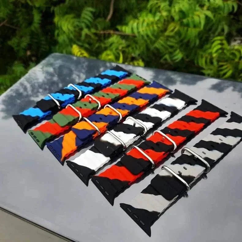 Dual Shade Ocean Silicone Soft Band for Apple Watch 42 | 44 | 45 | Ultra 49 | 46mm S10 Watch Bands