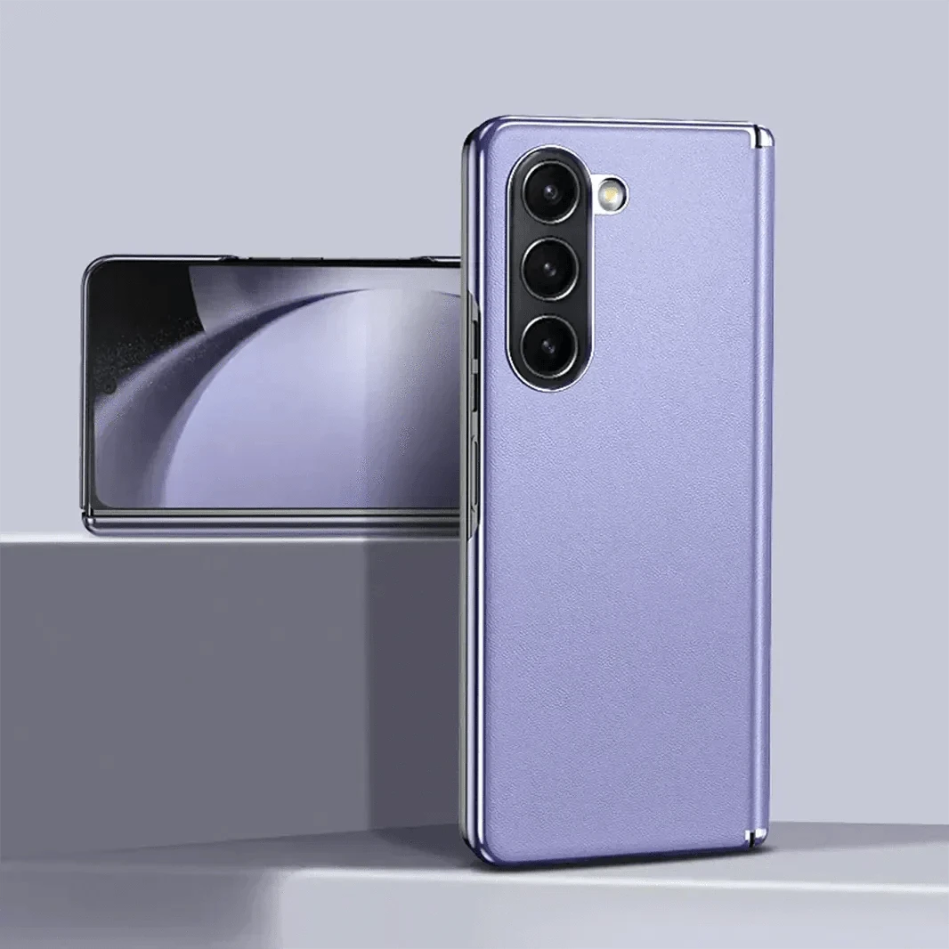 Cases & Covers Electroplated Leather Texture Hard Back Case with Hinge Protection for Samsung Z Fold6