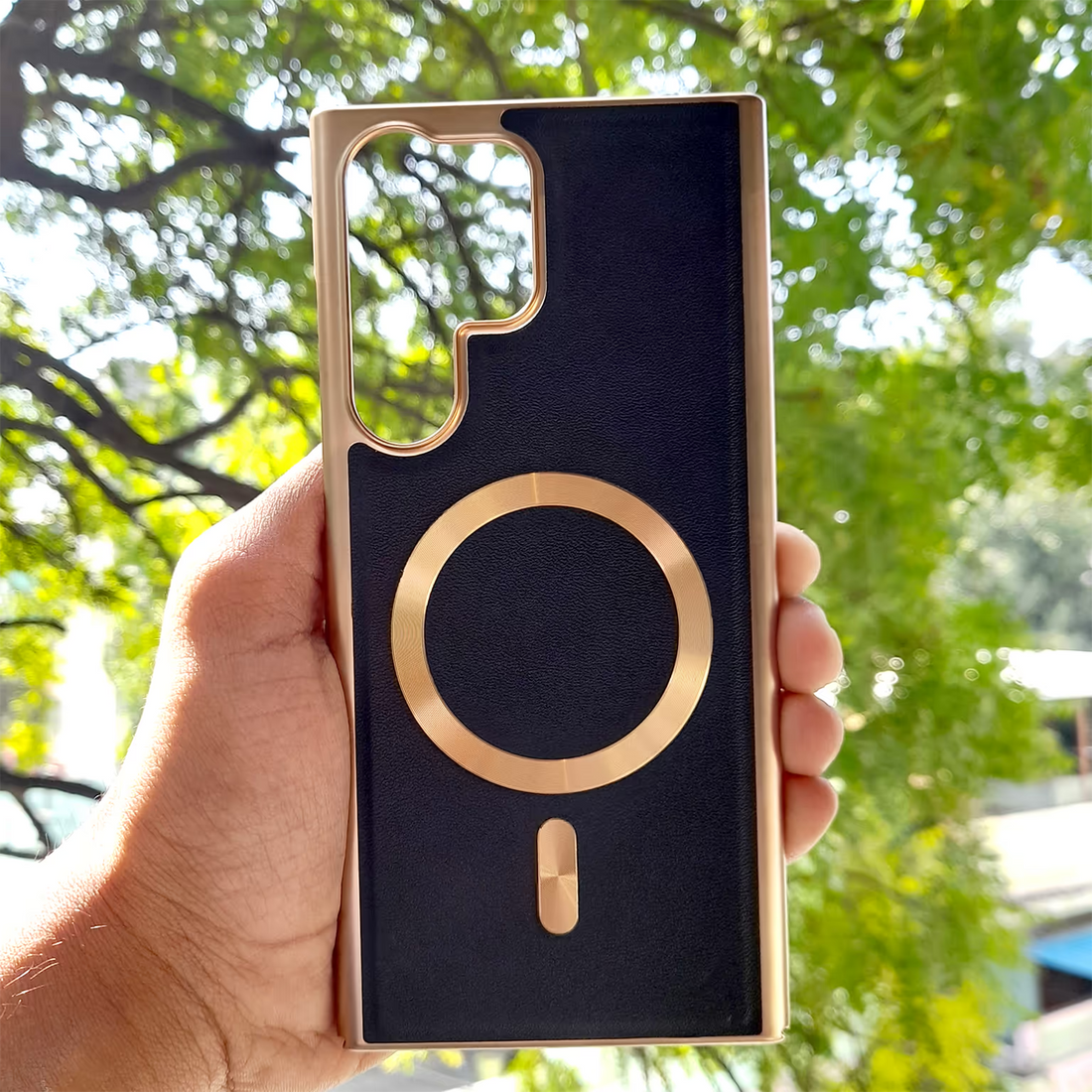Cases & Covers Electroplated Leather Texture Magnetic Charging Compatible Case for Samsung S25 Ultra