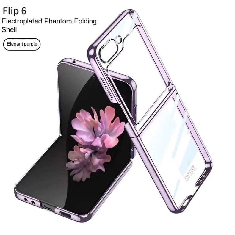 Cases & Covers for Samsung Z Flip6 / Purple Electroplating Frame Crystal Clear Hard Phone Case for Samsung Z Flip