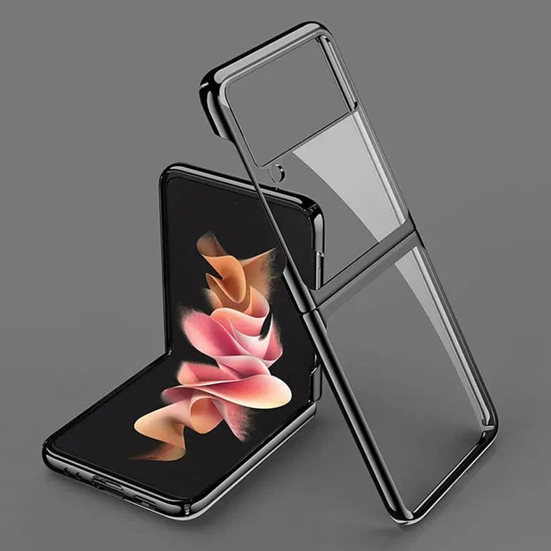 ktusu Generic Cases & Covers Electroplating Frame Transparent Case for Samsung Z Flip3 Black