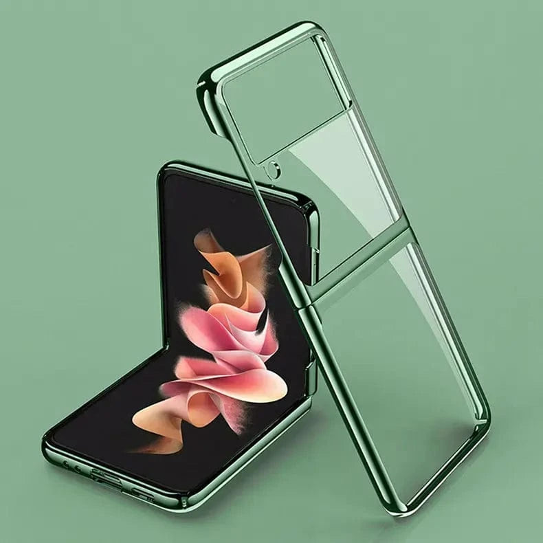 ktusu Generic Cases & Covers Electroplating Frame Transparent Case for Samsung Z Flip3 Green