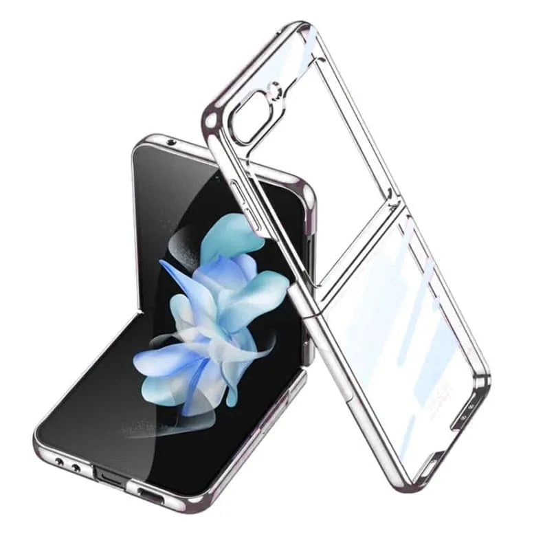 ktusu Generic Cases & Covers Electroplating Frame Transparent Case for Samsung Z Flip5 Silver