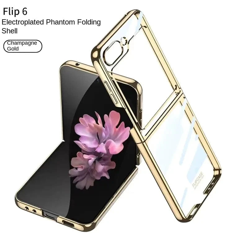 ktusu Generic Cases & Covers Electroplating Frame Transparent Case for Samsung Z Flip6 Champange Gold