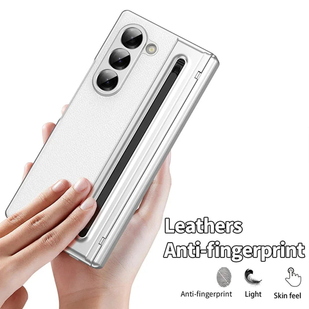 Cases & Covers Electroplating Leather Texture Case With Pen Slot for Samsung Z Fold7