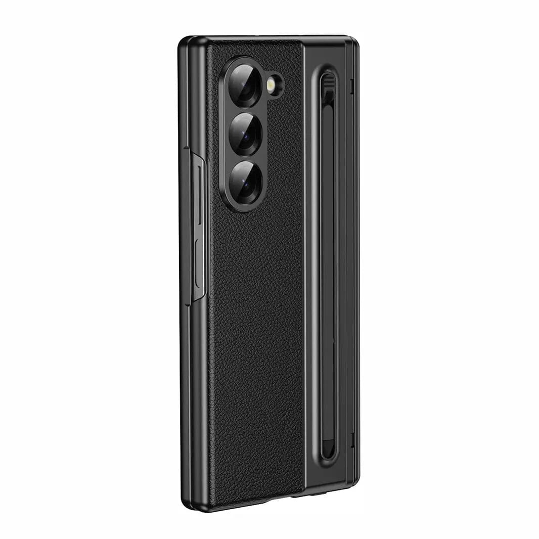 Electroplating Leather Texture Case With Pen Slot for Samsung Z Fold7