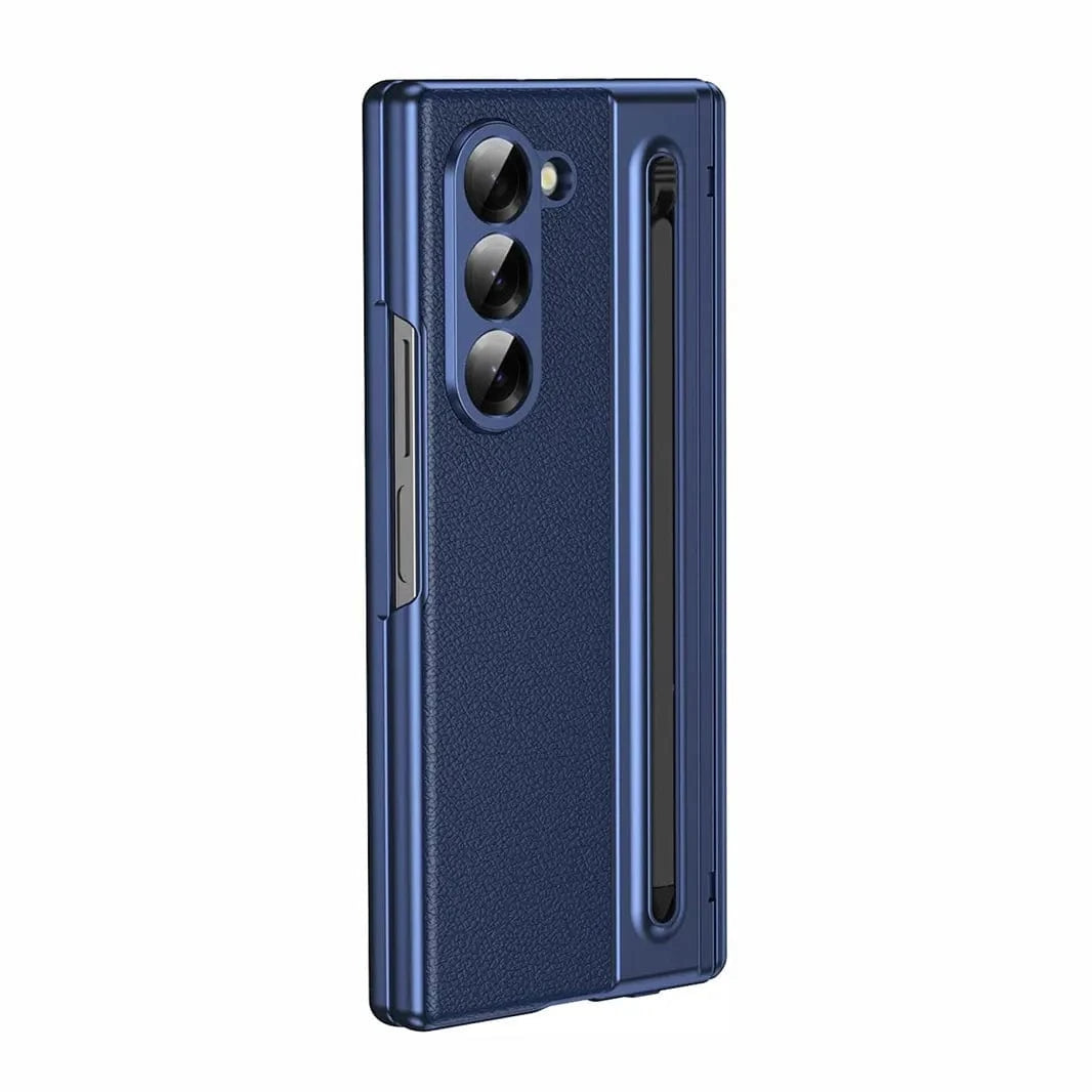 Electroplating Leather Texture Case With Pen Slot for Samsung Z Fold7