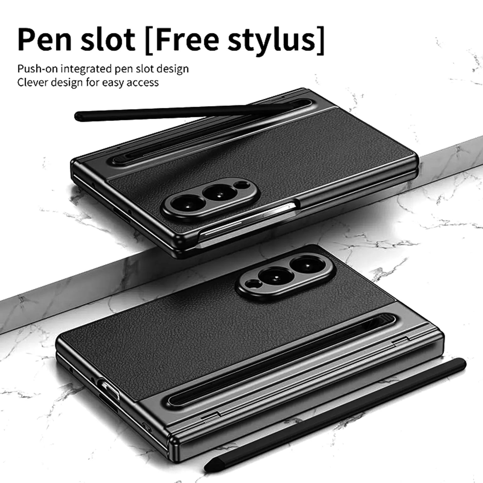 Electroplating Leather Texture Case With Pen Slot for Samsung Z Fold8