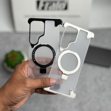 OATSBASF Metal Kickstand Frameless Magsafe PC Matte Case for Samsung Galxy S25 Ultra