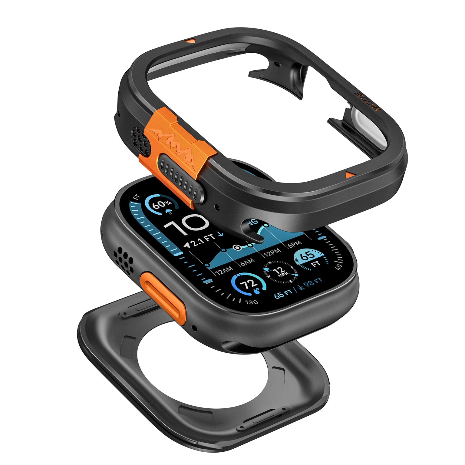 Rugged Protective Metal Bumper with Back Cover for Apple Watch Ultra 49mm