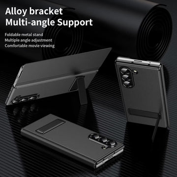 Leather Texture Maghetic Flip Folding Bracket Case With Hinge Protection for Samsung Z Fold6