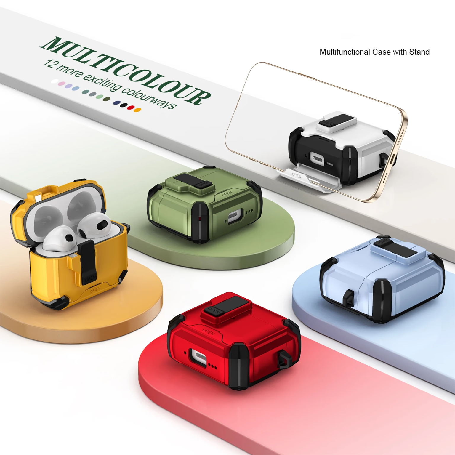 Two Color Magnetic Holder Earphone Protective Case with Switch Lock for Airpods Pro | Pro 2