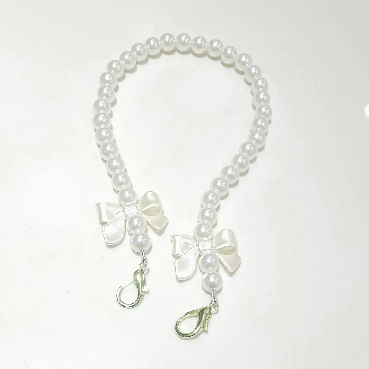 Short Wrist Pearl Bow Style Mobile Phone Lanyard