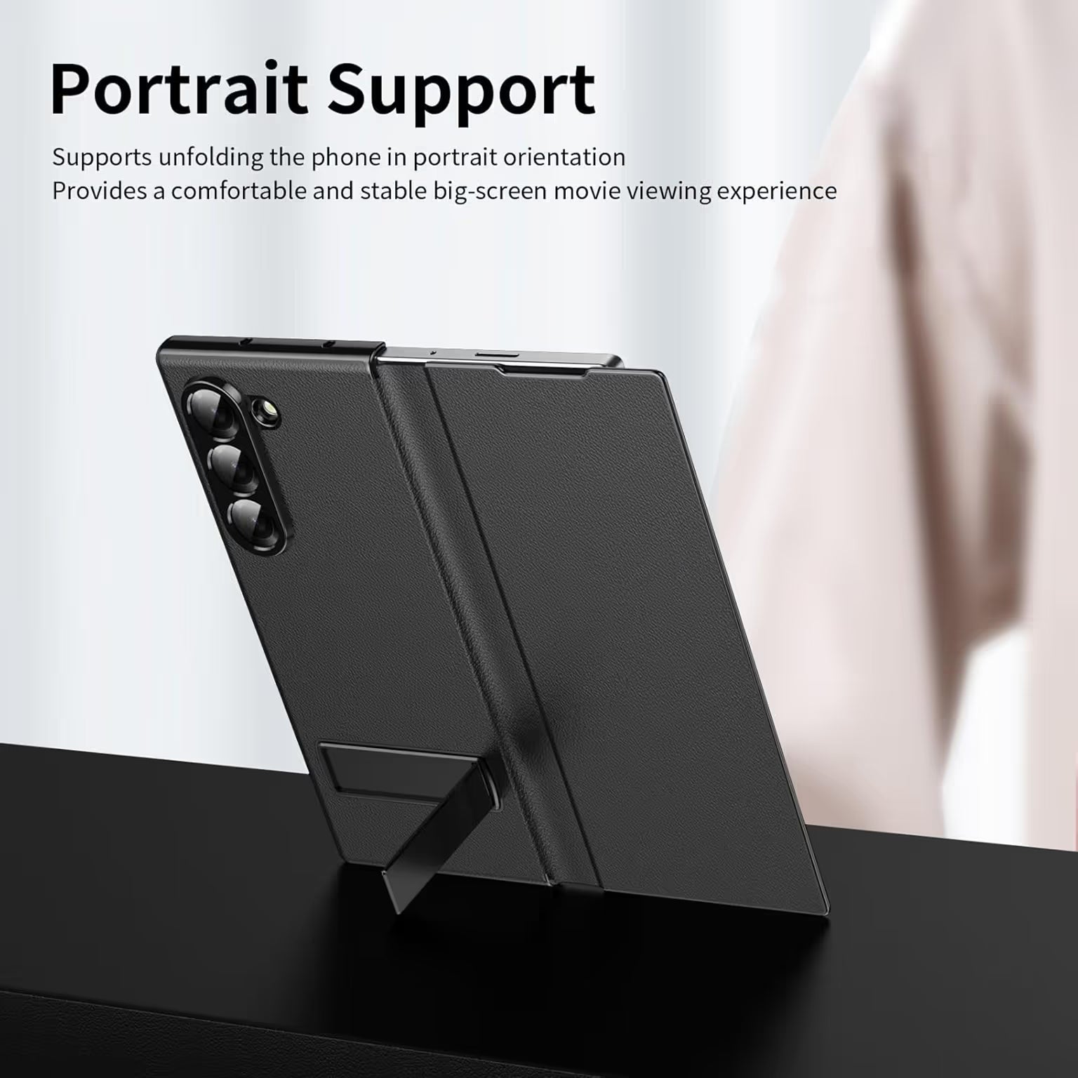 Leather Texture Maghetic Flip Folding Bracket Case With Hinge Protection for Samsung Z Fold6