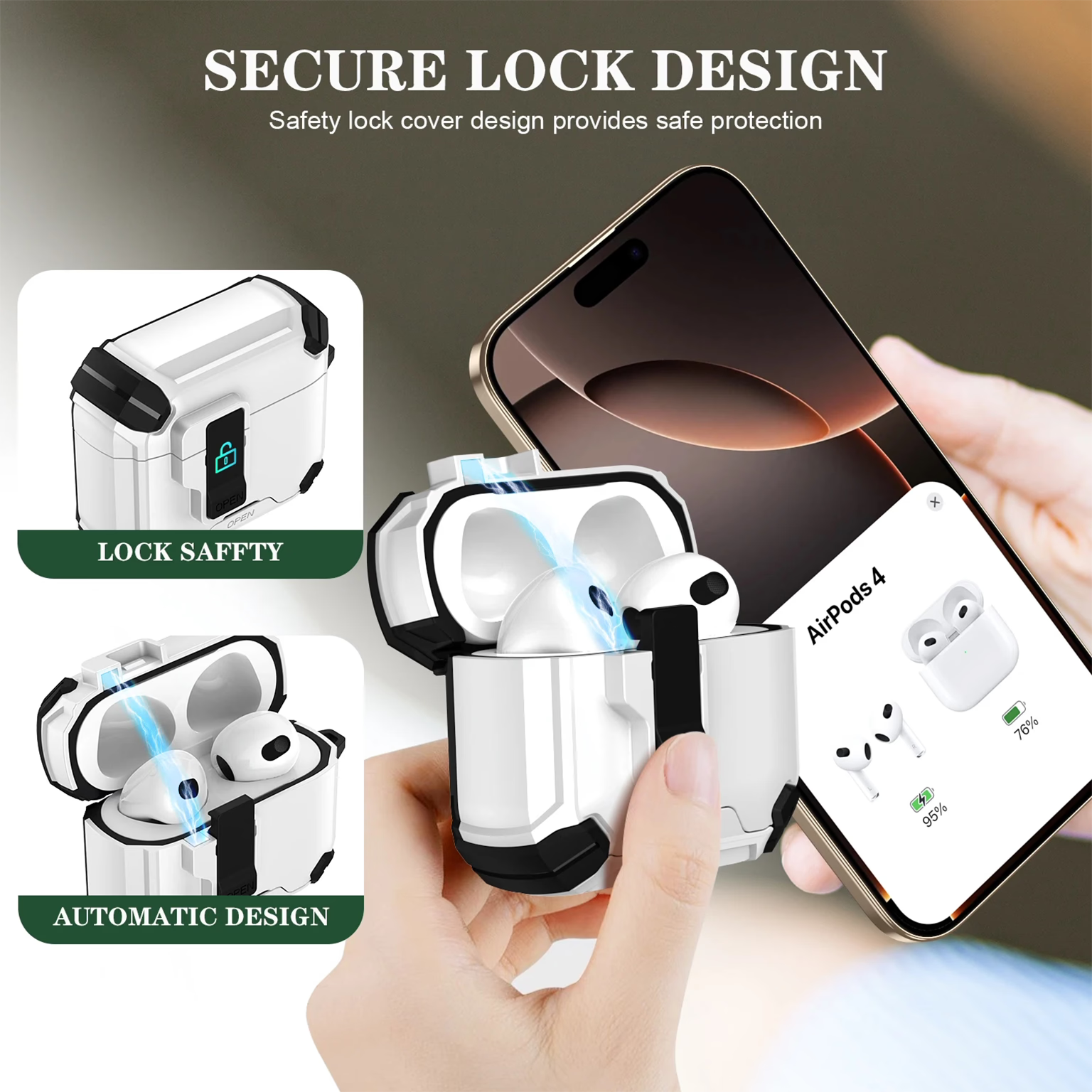 Two Color Magnetic Holder Earphone Protective Case with Switch Lock for Airpods Pro | Pro 2