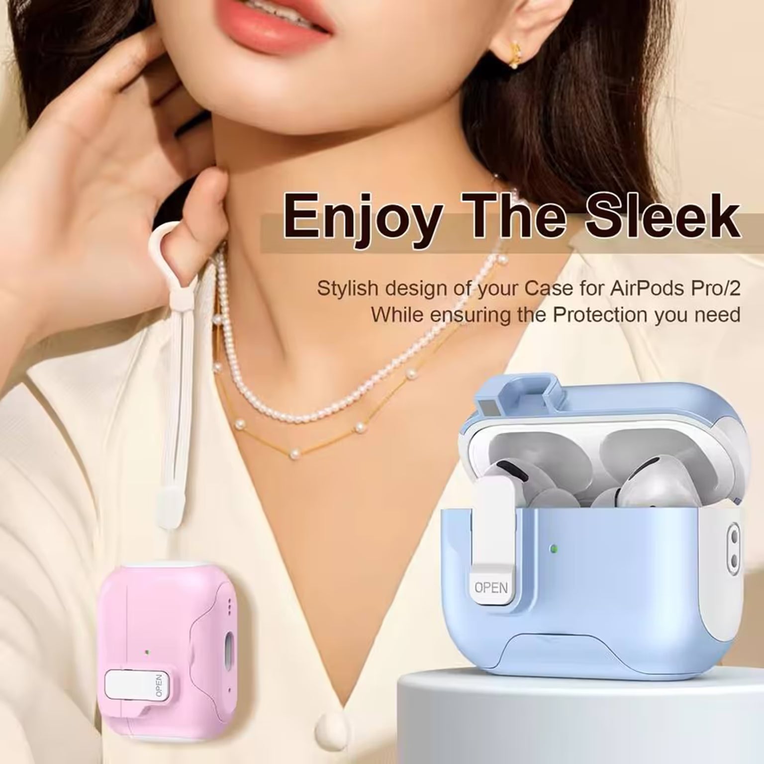 Automatic Pop-up Holder Earphone Case with Switch Lock for Airpods Pro | Pro 2