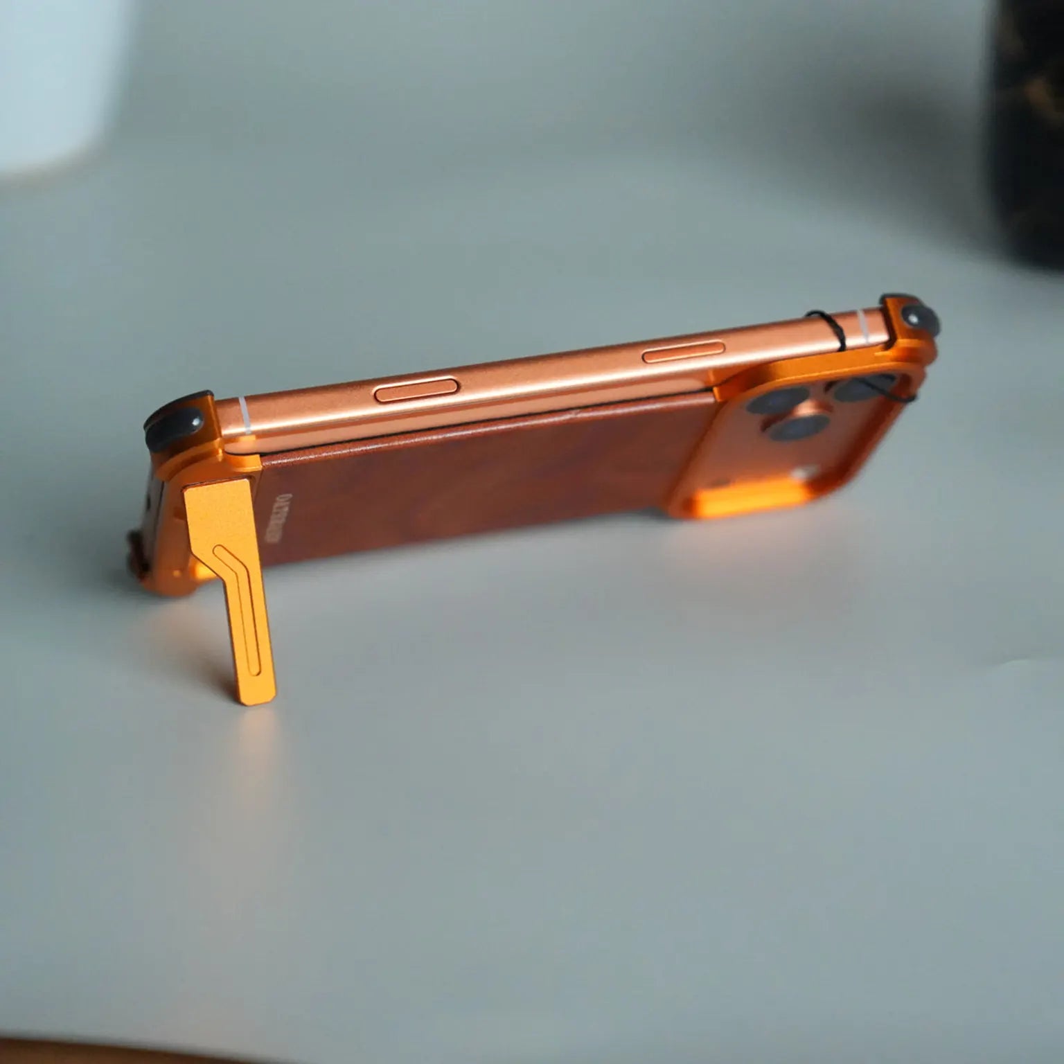 OATSBASF Magnetic Leather Metal Hidden Kickstand Frameless Magsafe Case for iPhone 17 Pro