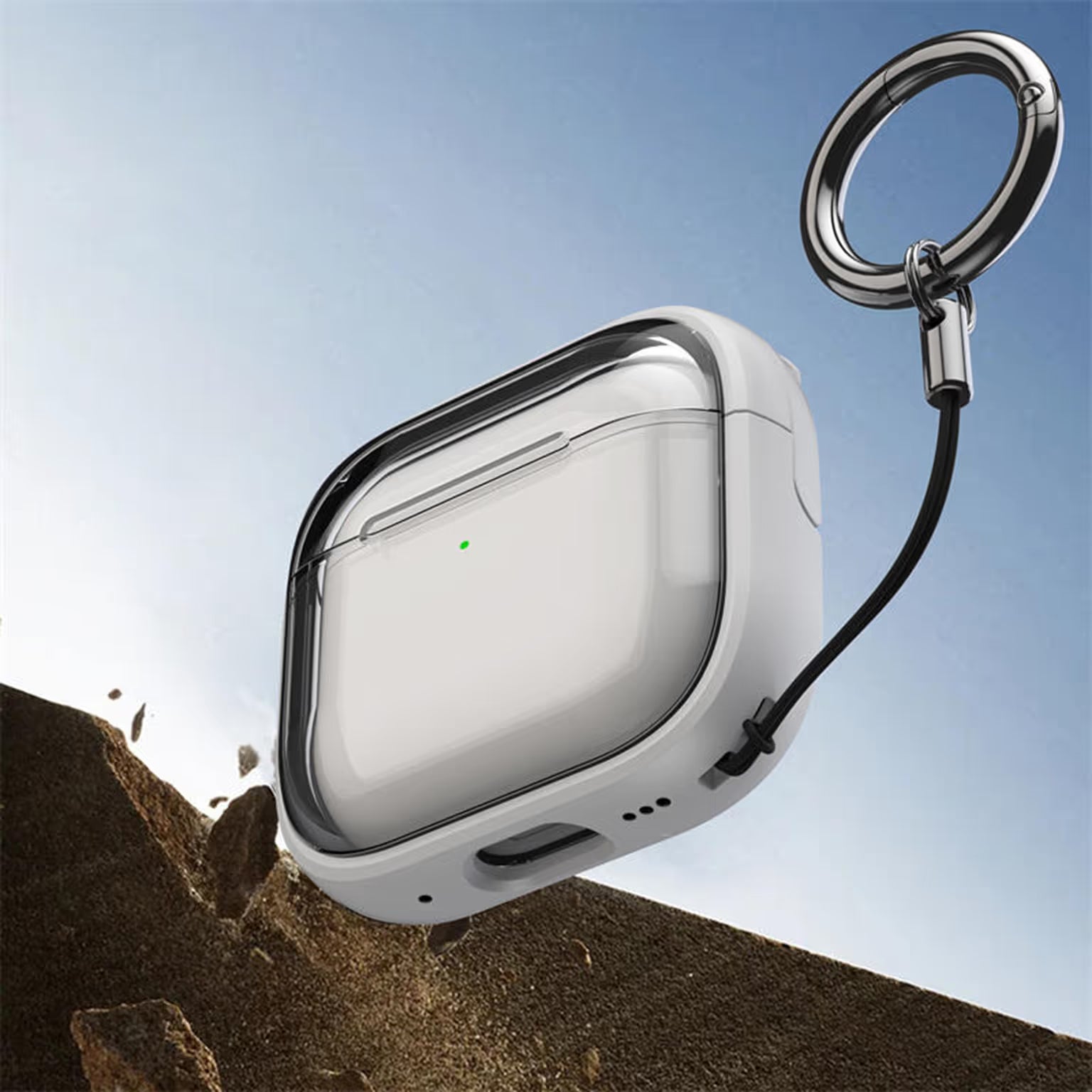 PC+TPU Bluetooth-compatible Earbud Cover Stand with Carabiner for Airpods Pro | Pro 2