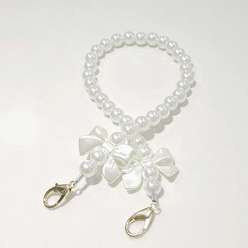 Short Wrist Pearl Bow Style Mobile Phone Lanyard