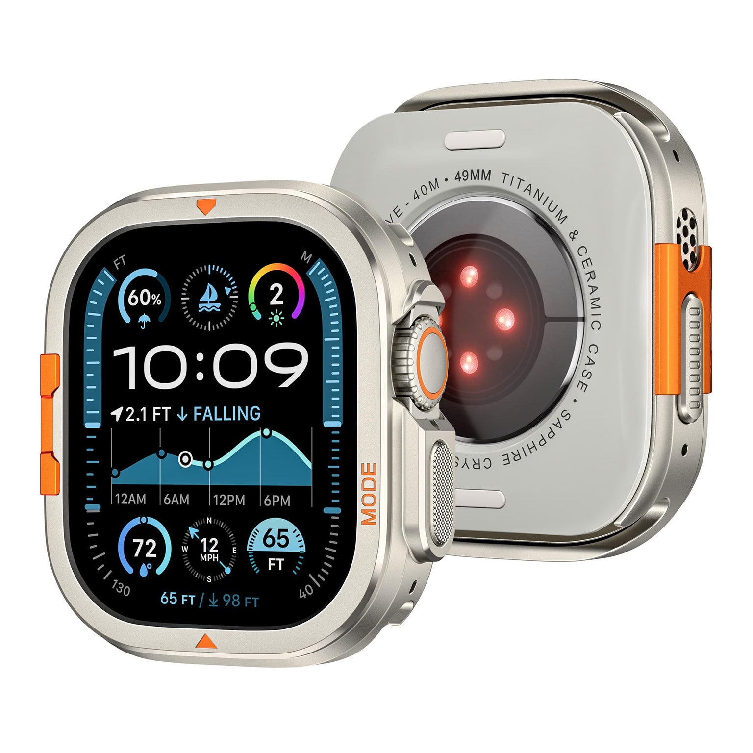 Rugged Protective Metal Bumper with Back Cover for Apple Watch Ultra 49mm