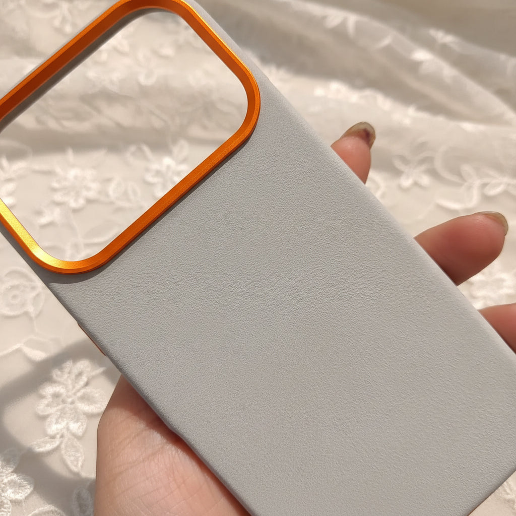 Sweat Leather Texture soft touch Metal Button Magsafe Case for iPhone 17 Pro Max