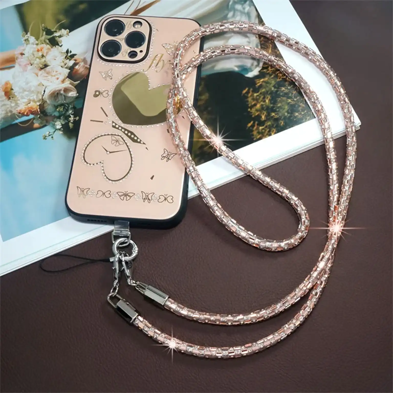 Rhinestone Bling Full Diamond Crossbody Long Strap for The Neck And Shoulder Mobile Phone Lanyard