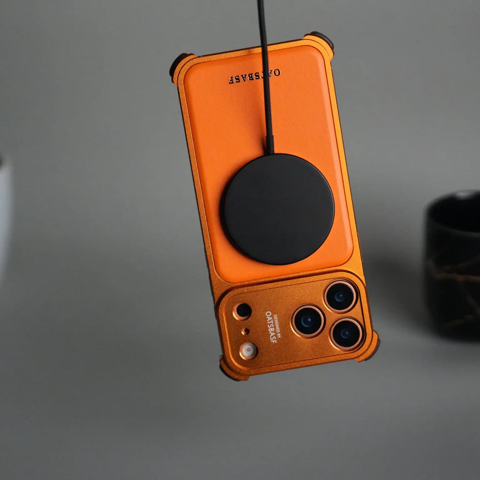 OATSBASF Metal Skeleton Shape PU Leather Magnetic Frameless Magsafe Case for iPhone 17 Pro