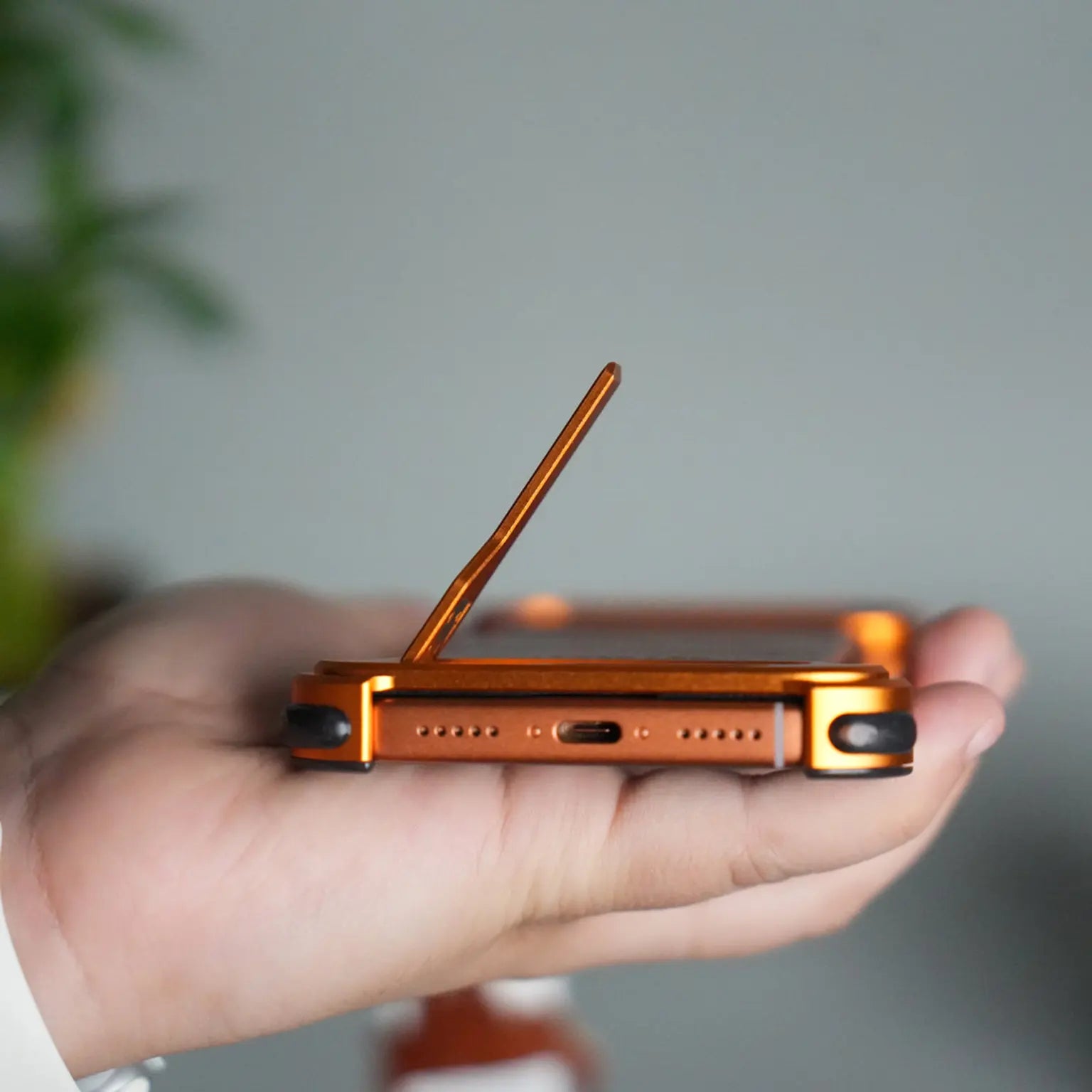 OATSBASF Magnetic Leather Metal Hidden Kickstand Frameless Magsafe Case for iPhone 17 Pro