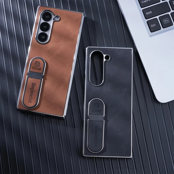Invisible Kickstand Leather Texture Phone Case for Samsung Z Fold7