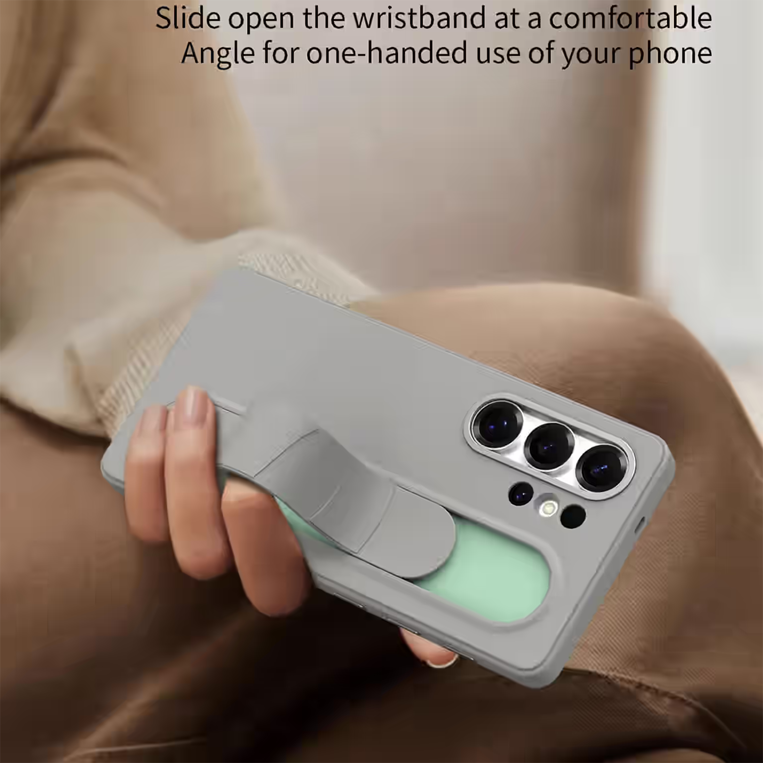 Smart Key Control Wristband Kickstand PC + Silicone Case for Samsung S25 Ultra