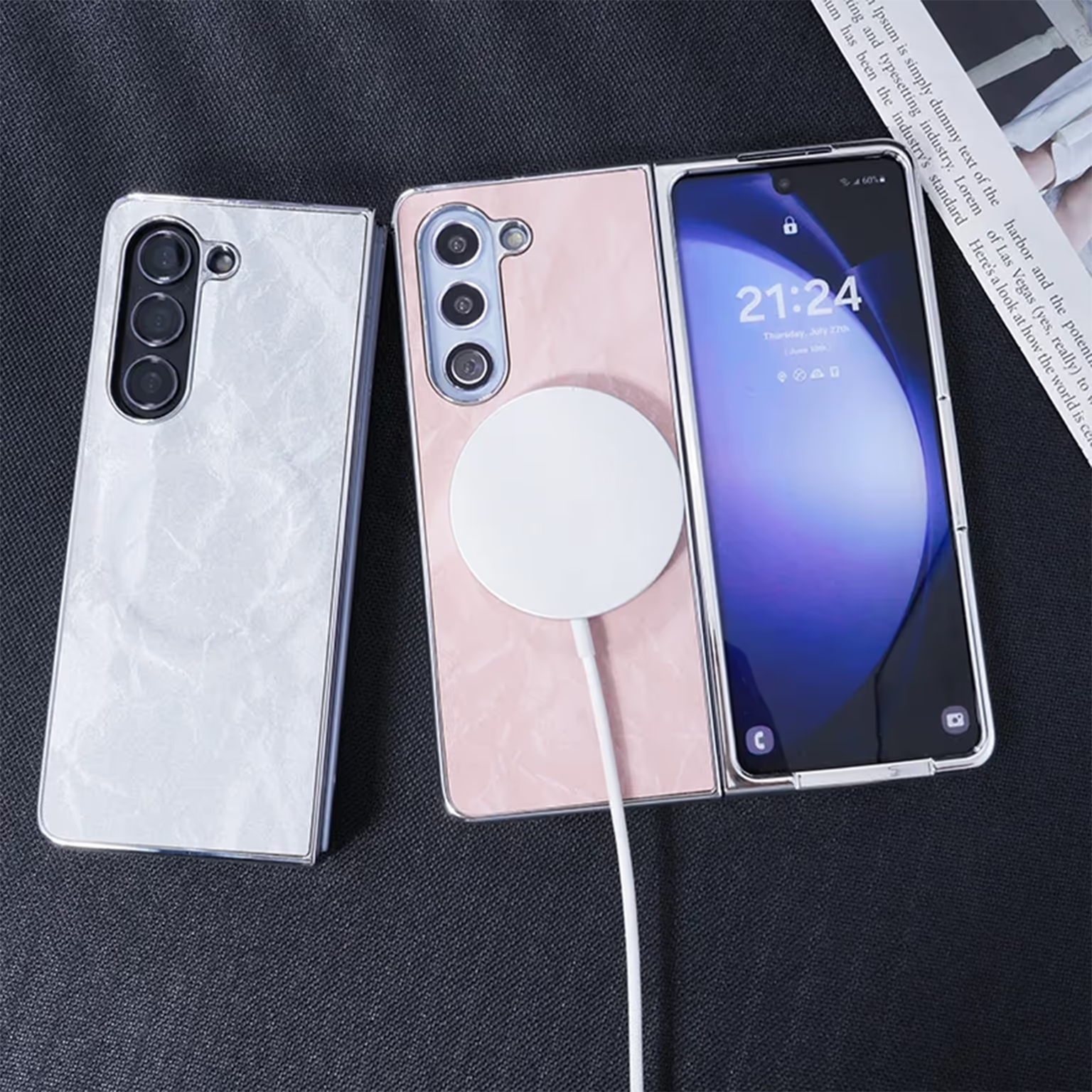 Garrett Texture Wireless Charging Magnetic Phone Case for Samsung Z Fold7