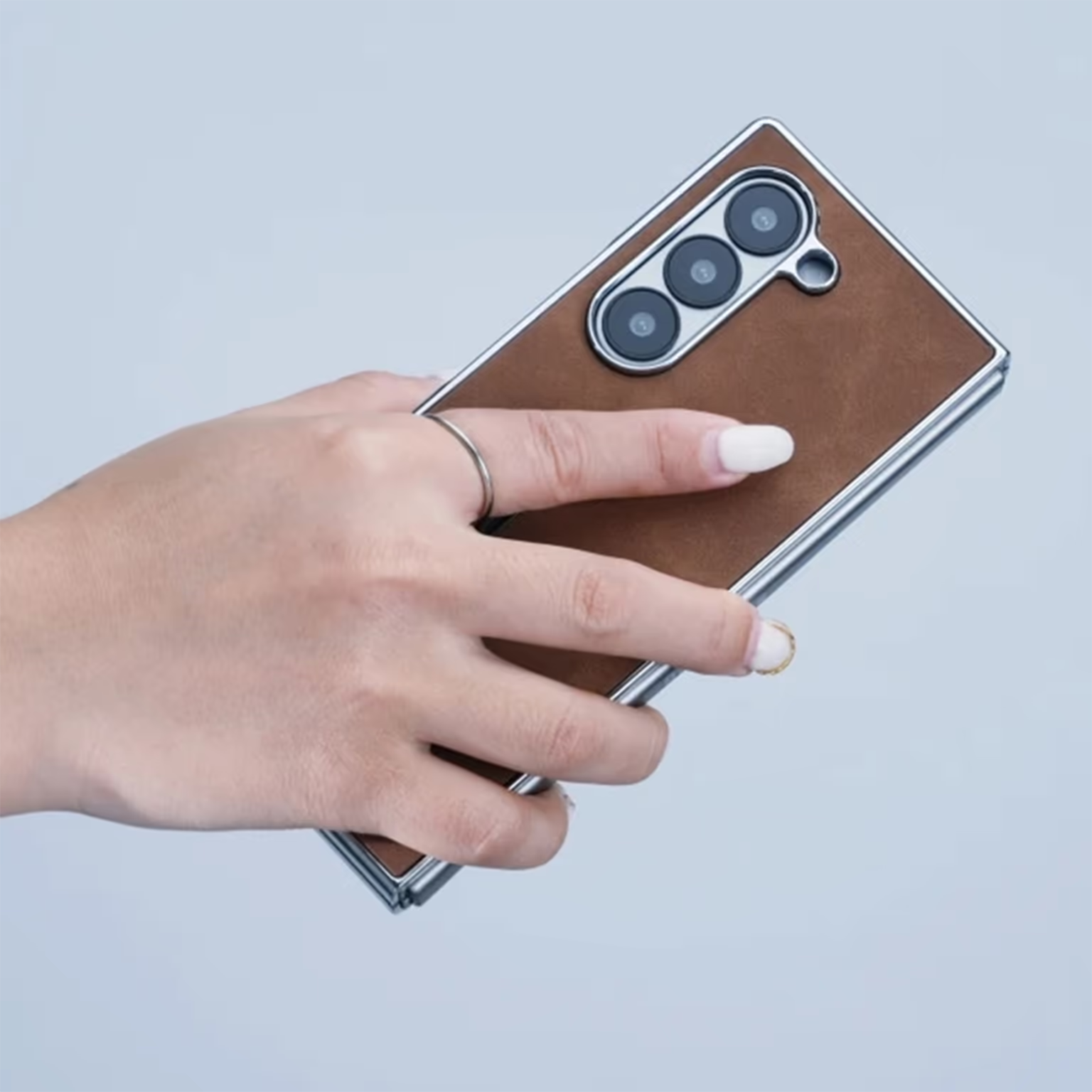 Invisible Kickstand Leather Texture Phone Case for Samsung Z Fold7