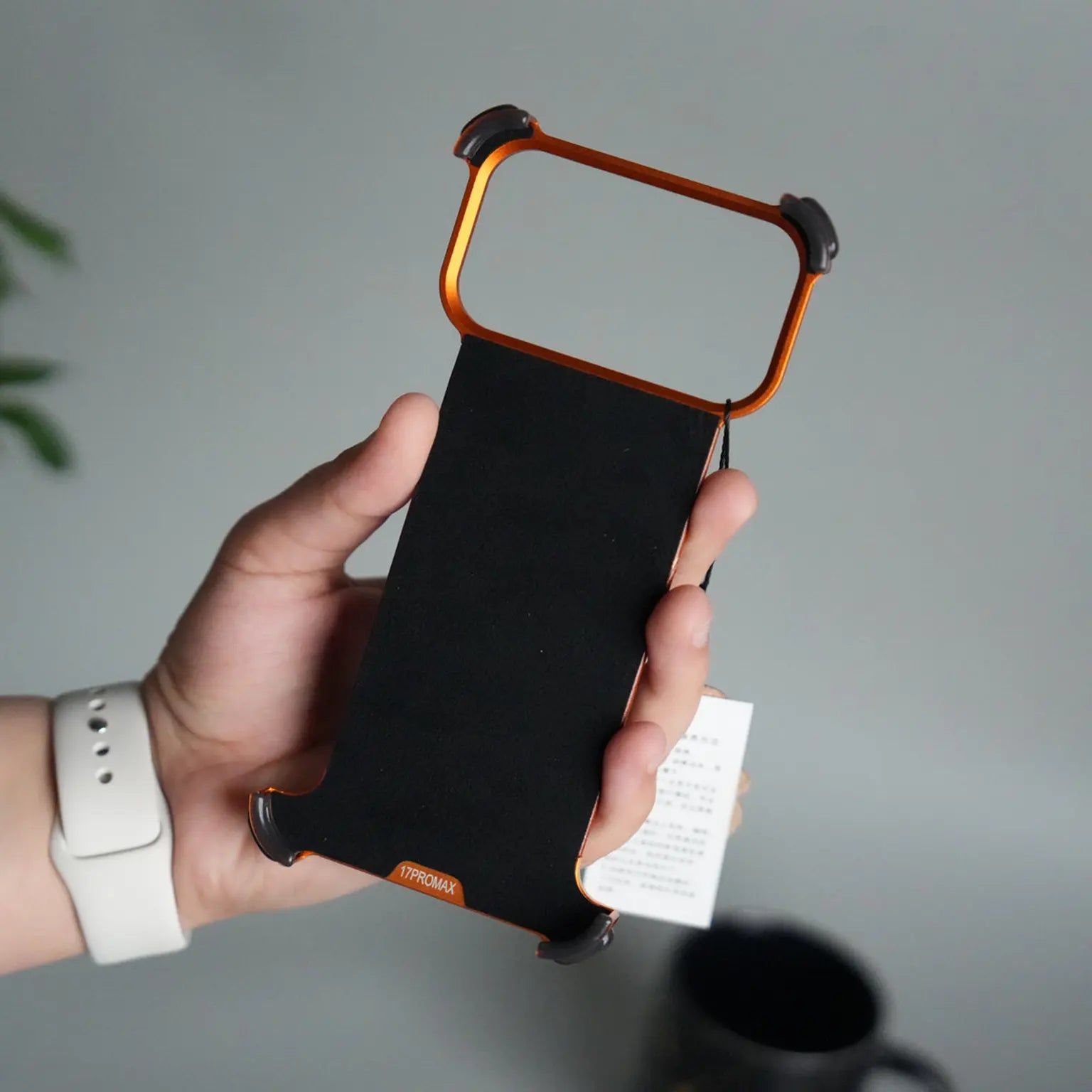 OATSBASF Magnetic Leather Metal Hidden Kickstand Frameless Magsafe Case for iPhone 17 Pro