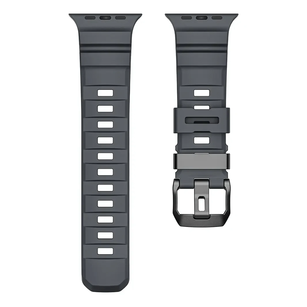 ktusu Generic Watch Bands FKM Rubber Sports Band for Apple Watch 42 | 44 | 45 | Ultra 49 | 46mm S10 Black / Dark Gray